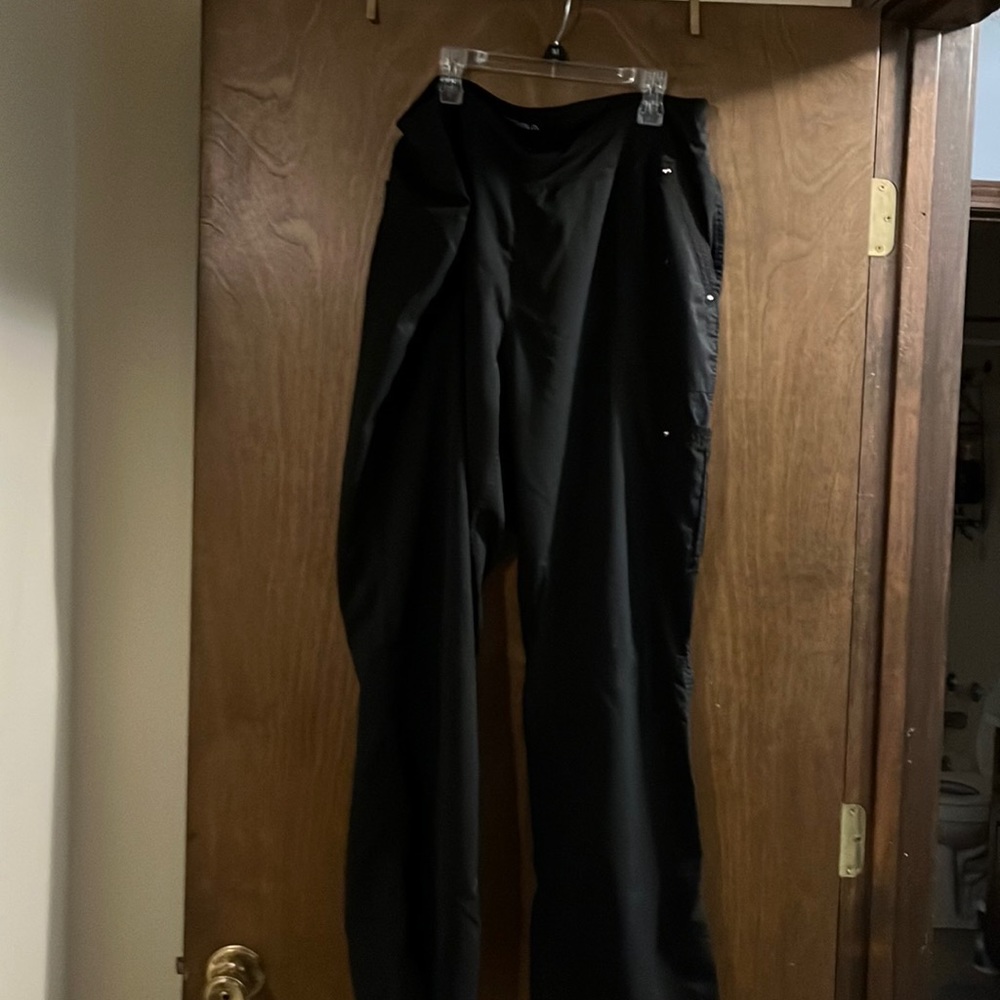 Black yoga style purple label scrub pants
